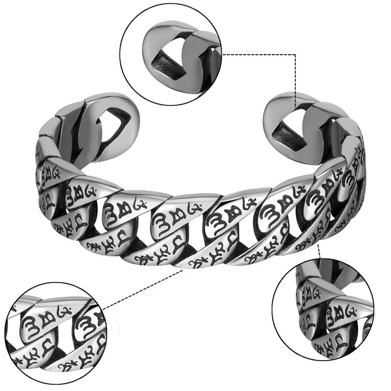 Om Mani Padme Hum Titanium Steel Handcrafted Peace Bracelet