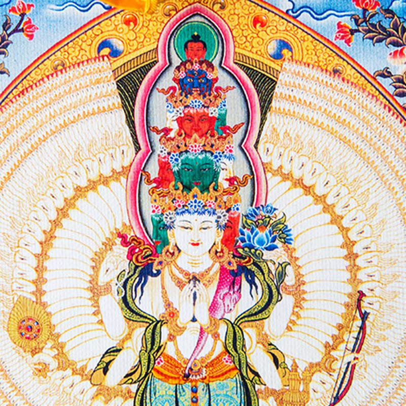Tibetan Avalokitesvara Thangka Wall Decor 60cm Blessing