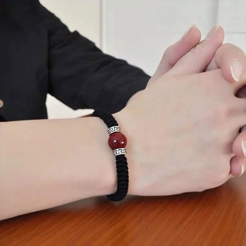 Men's Cinnabar Bracelet 12mm Beads | Sterling Silver Calm