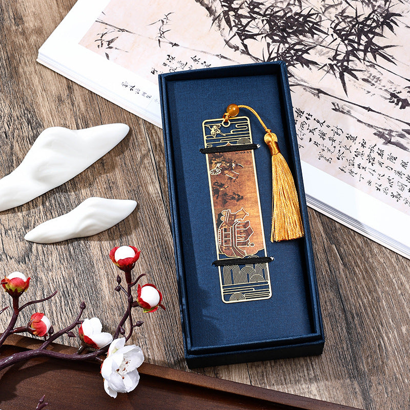 Metal Bookmark Panorama of Rivers and Mountains with Tassel