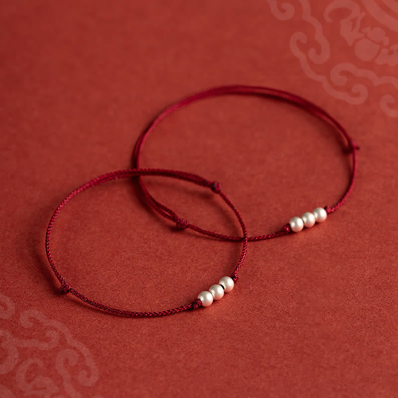 925 Sterling Silver Red String Protection Bracelet Anklet