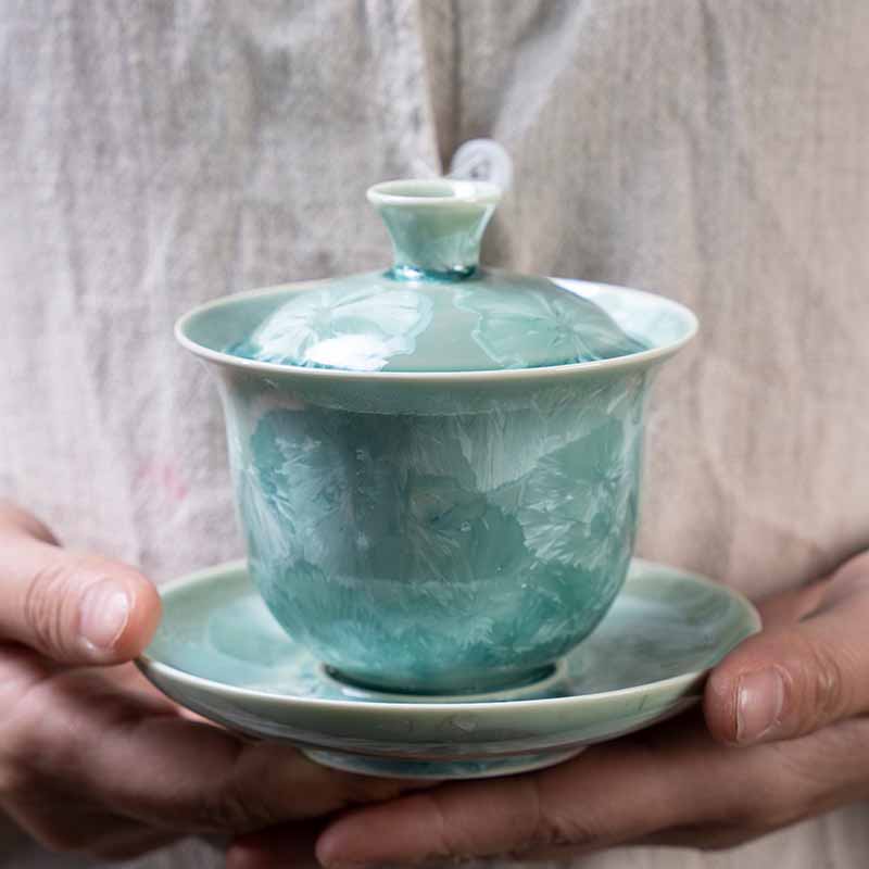 Traditional Ceramic Sancai Gaiwan Tea Cup 180ml for Meditation