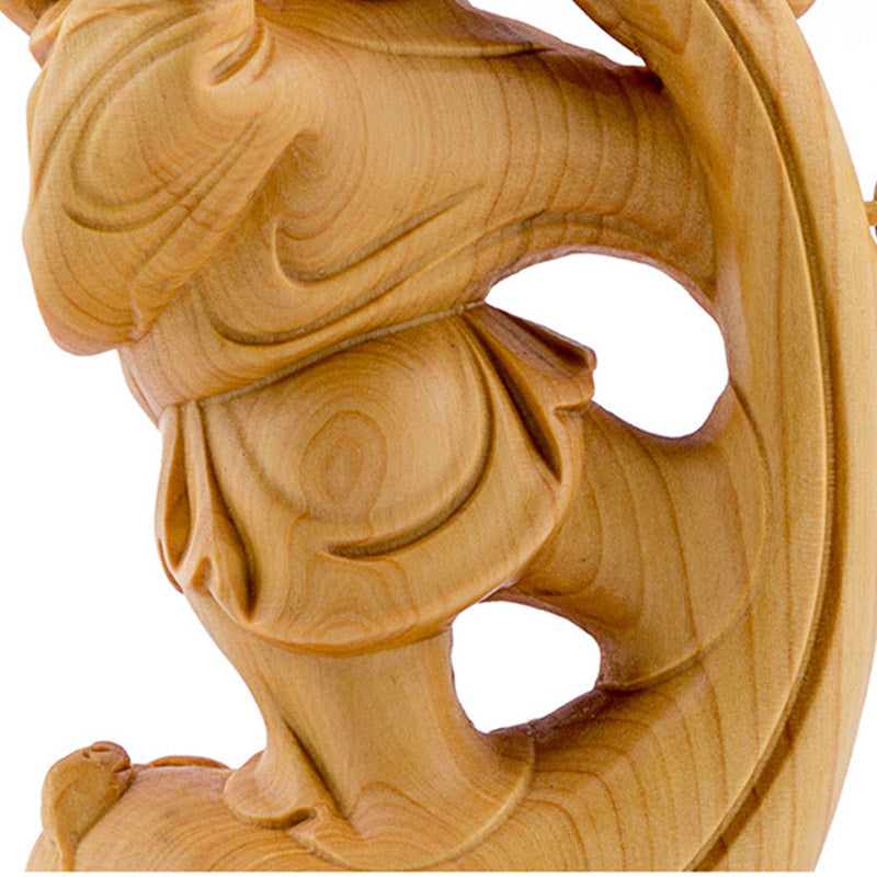 Boxwood Laughing Buddha Statue for Prosperity & Serenity