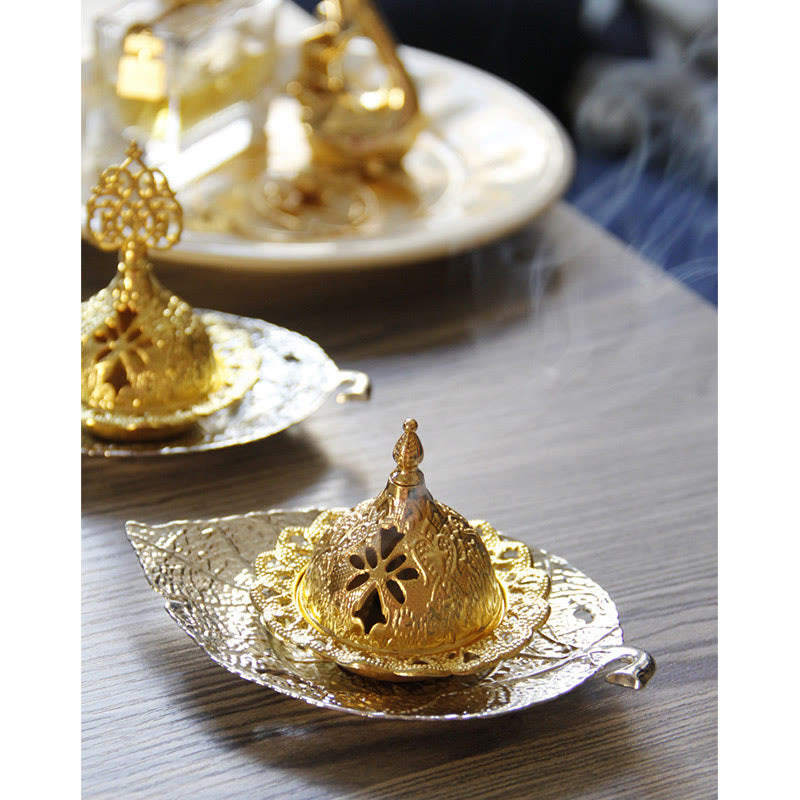 Tibetan Gold Leaf Incense Burner | Mini Meditation Coaster