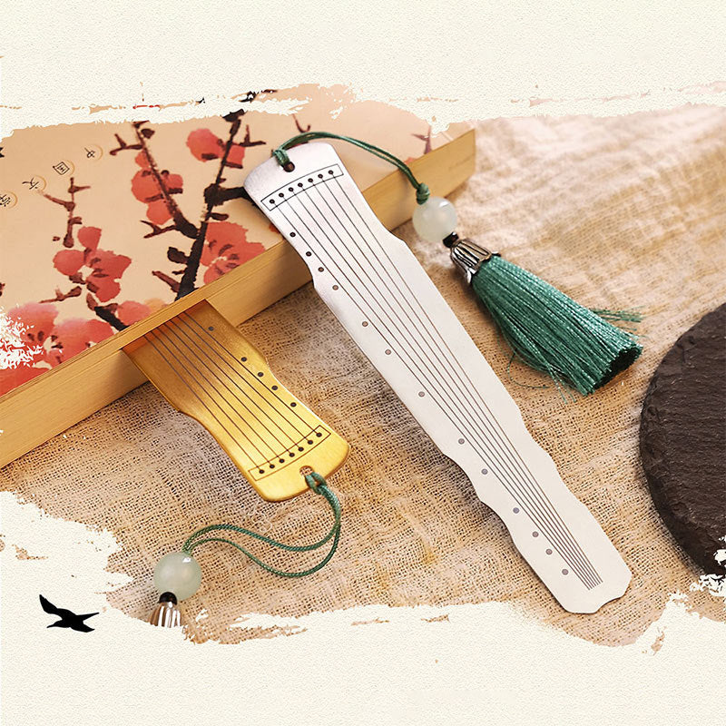 Gold Guzheng Metal Bookmark | Classical Instrument Design