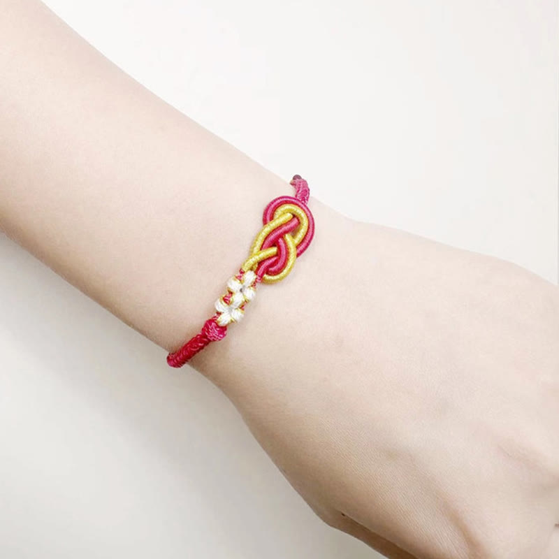 Handcrafted Eight Thread Red String Peace Knot Bracelet
