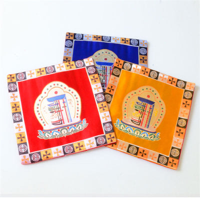 Cotton Prayer Altar Mat 21cm | Man-Bcu Kalachakra Symbol