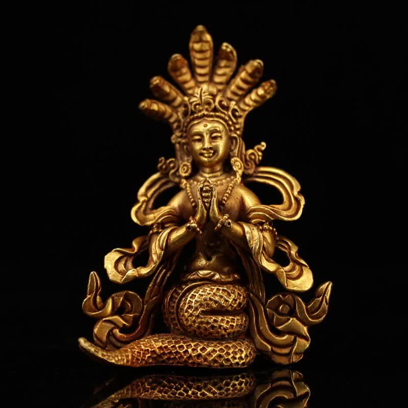 9cm Copper Bodhisattva Nagarjuna Protection Statue