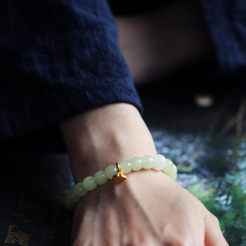 Jade Lotus Abundance Adjustable Bracelet for Prosperity
