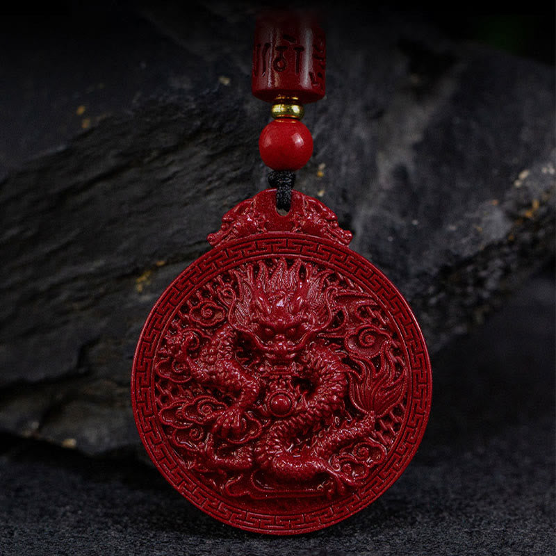 Year of the Dragon Cinnabar Protection Necklace Pendant