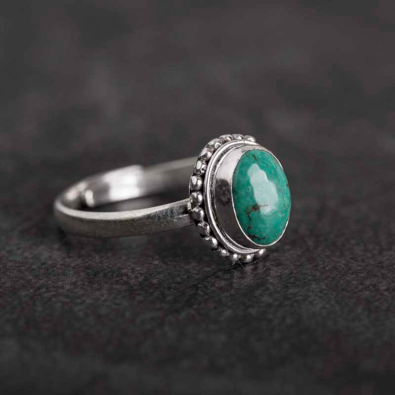 Adjustable Turquoise Ring 925 Sterling Silver Wisdom