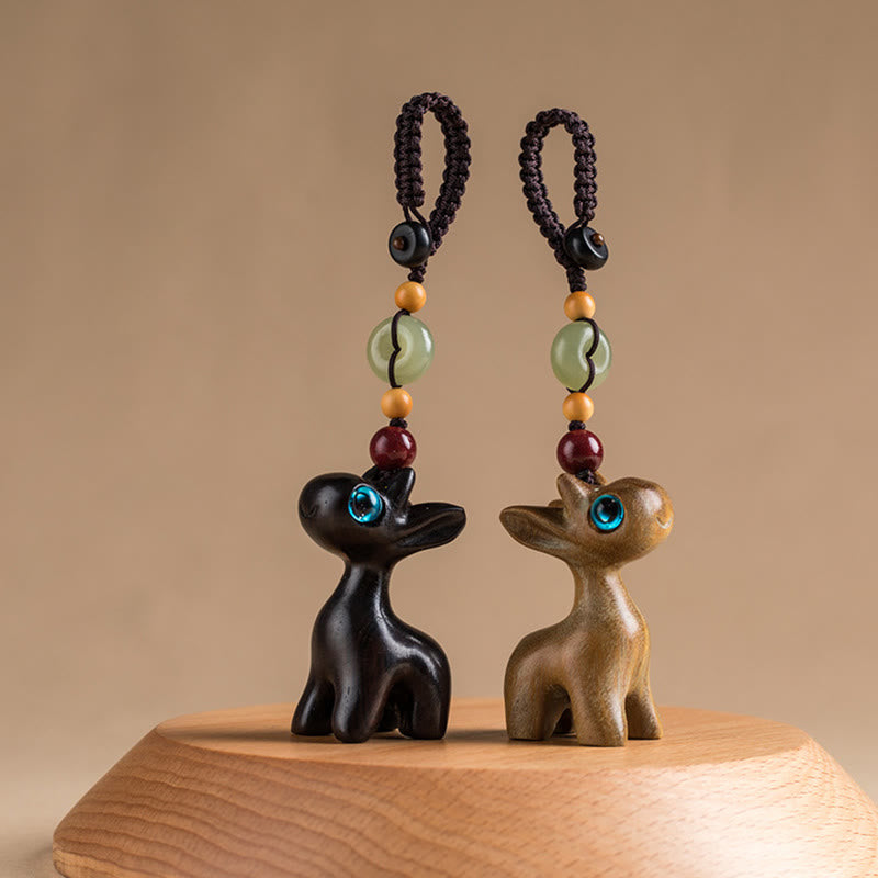 Green Sandalwood Ebony Wood Peace Buckle Key Chain