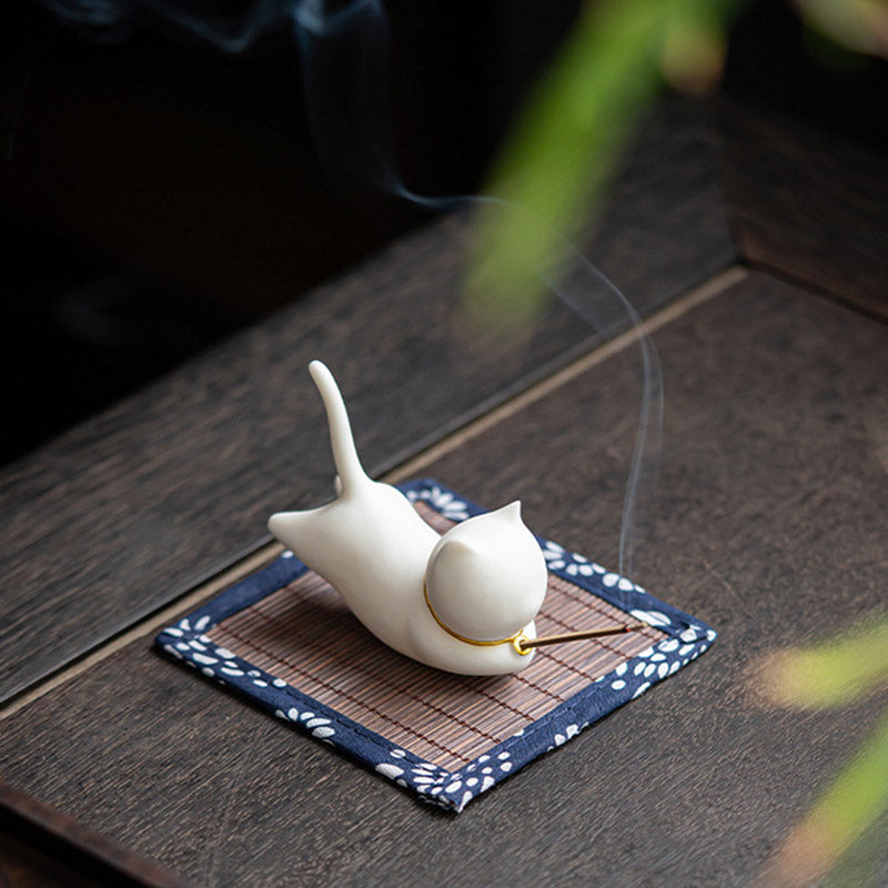 Ceramic Cat Panda Incense Burner | Blessing Decoration