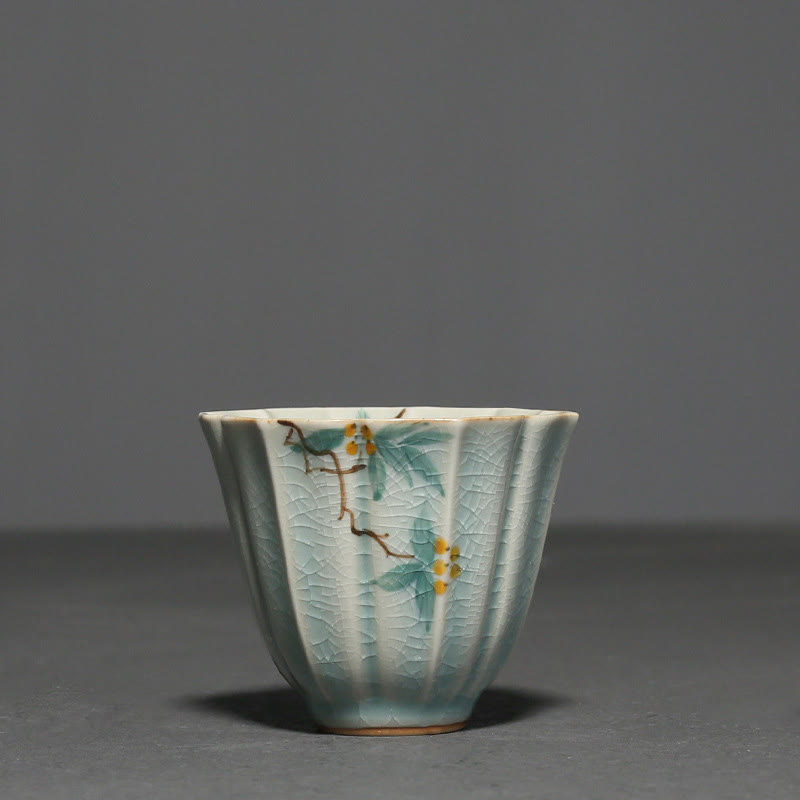 Loquat Dogwood Ceramic Kung Fu Tea Cup 75ml Zen Decor