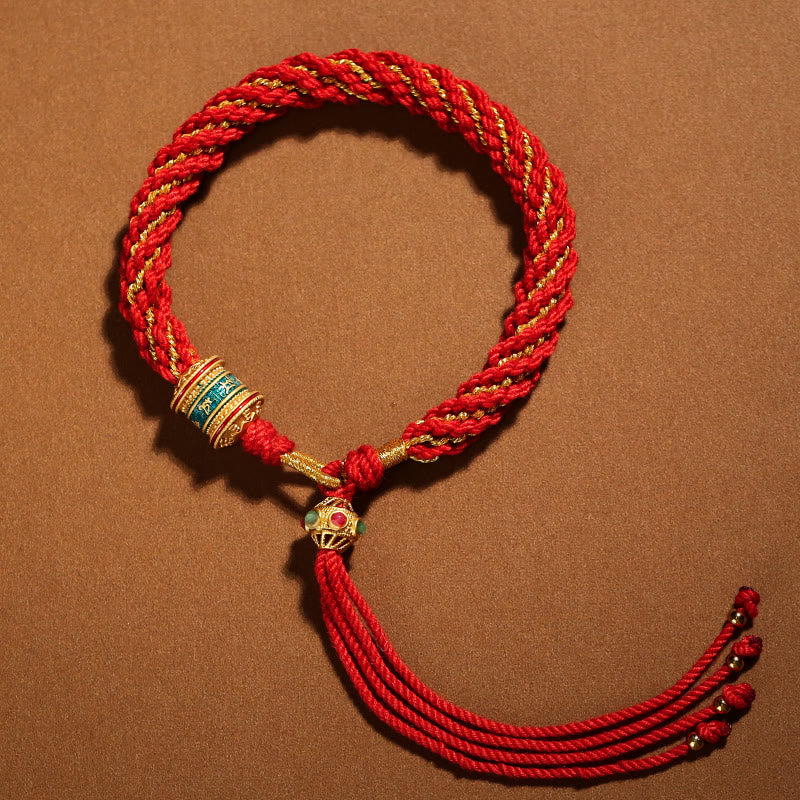 Handmade Tibetan Red String Bracelet for Luck and Protection