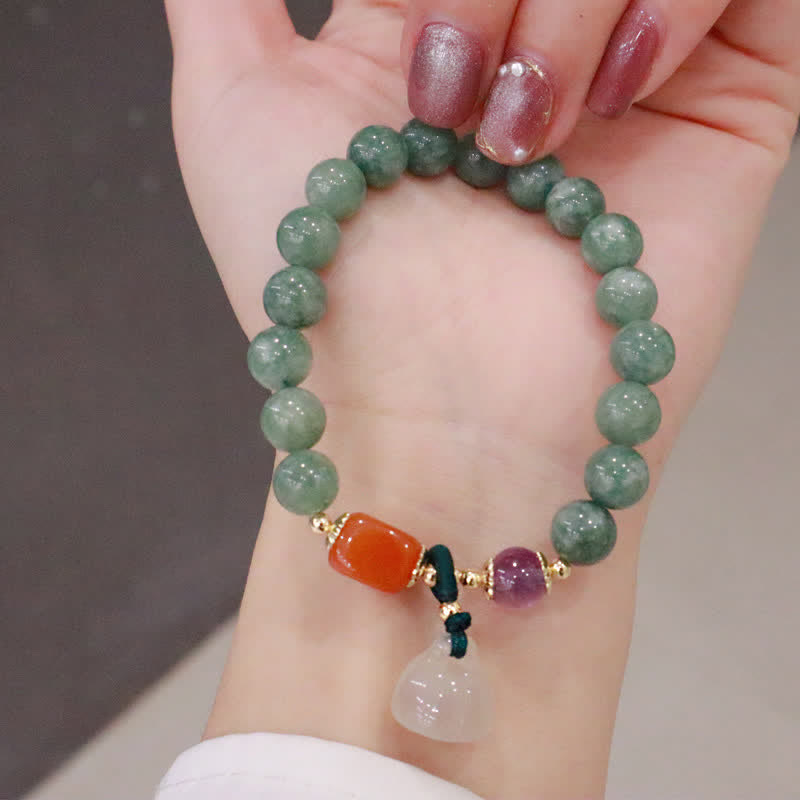 Healing Jade Bracelet with Cyan Jade & Amethyst for Harmony