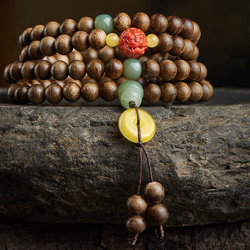 8mm Agarwood Jade Wood Mala Beads Bracelet for Balance