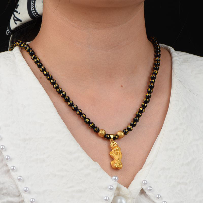 Obsidian Pixiu Necklace | FengShui Wealth Protection Charm