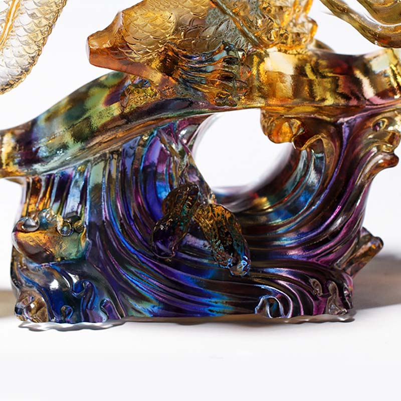 Liuli Crystal Dragon Ruyi Handle | Protection Zen Decor