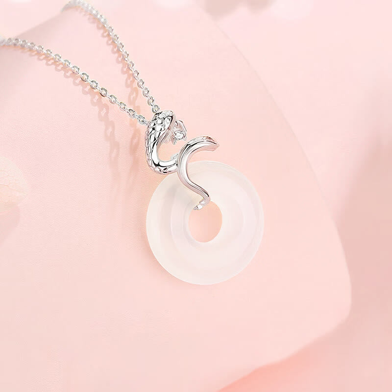 Chalcedony Snake Peace Buckle Necklace