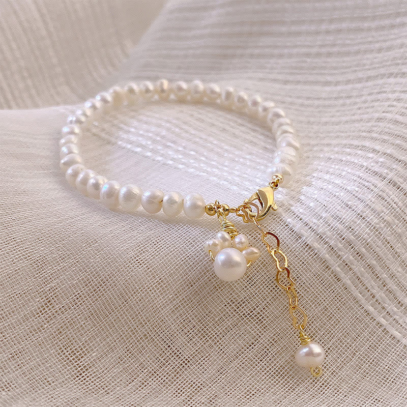 Pearl Cat Paw Healing Bracelet | Wisdom & Loyalty