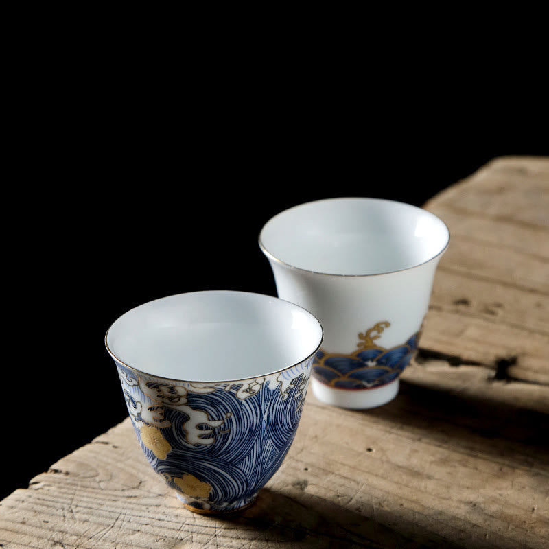 Vintage Ceramic Ocean Waves Teacup 60ml | Tableware