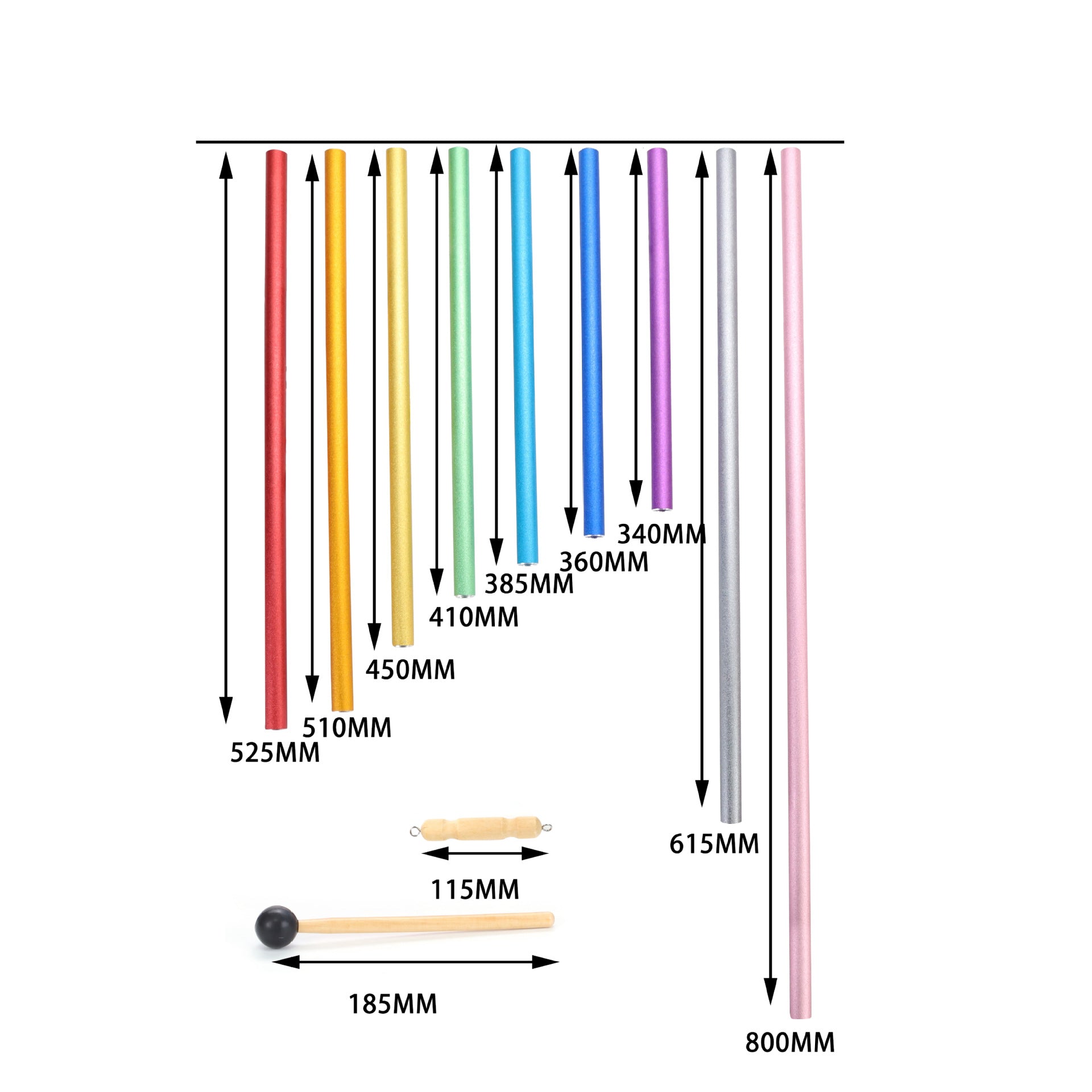 Adjustable 9-Tone Solfeggio Wind Chime Set for Relaxation