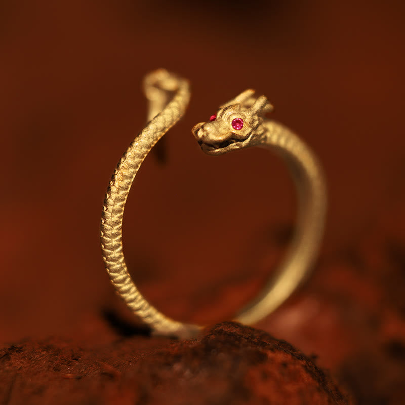 Adjustable 925 Sterling Silver Dragon Luck Protection Ring