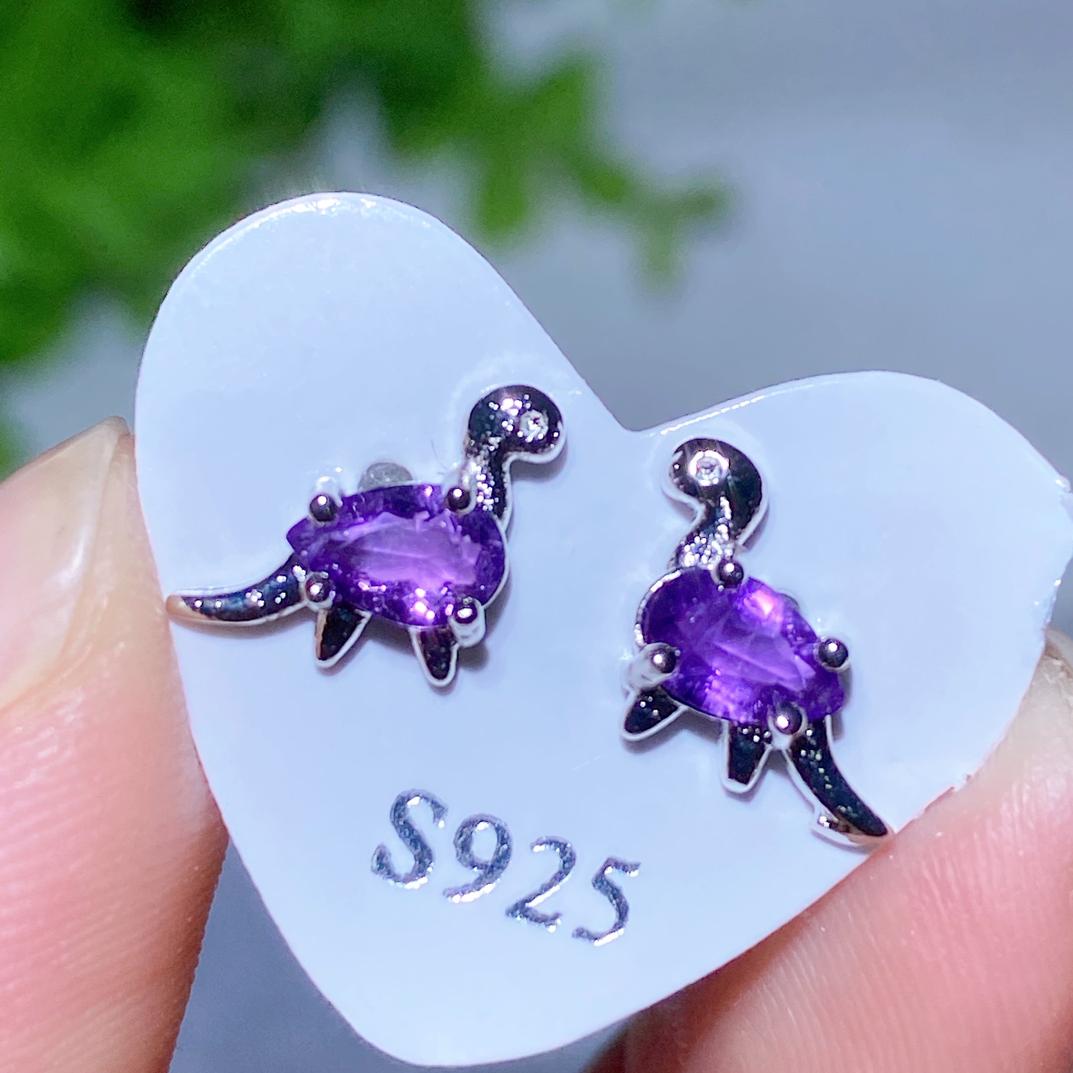 Adjustable Amethyst Crystal Ear Stud Earrings for Healing