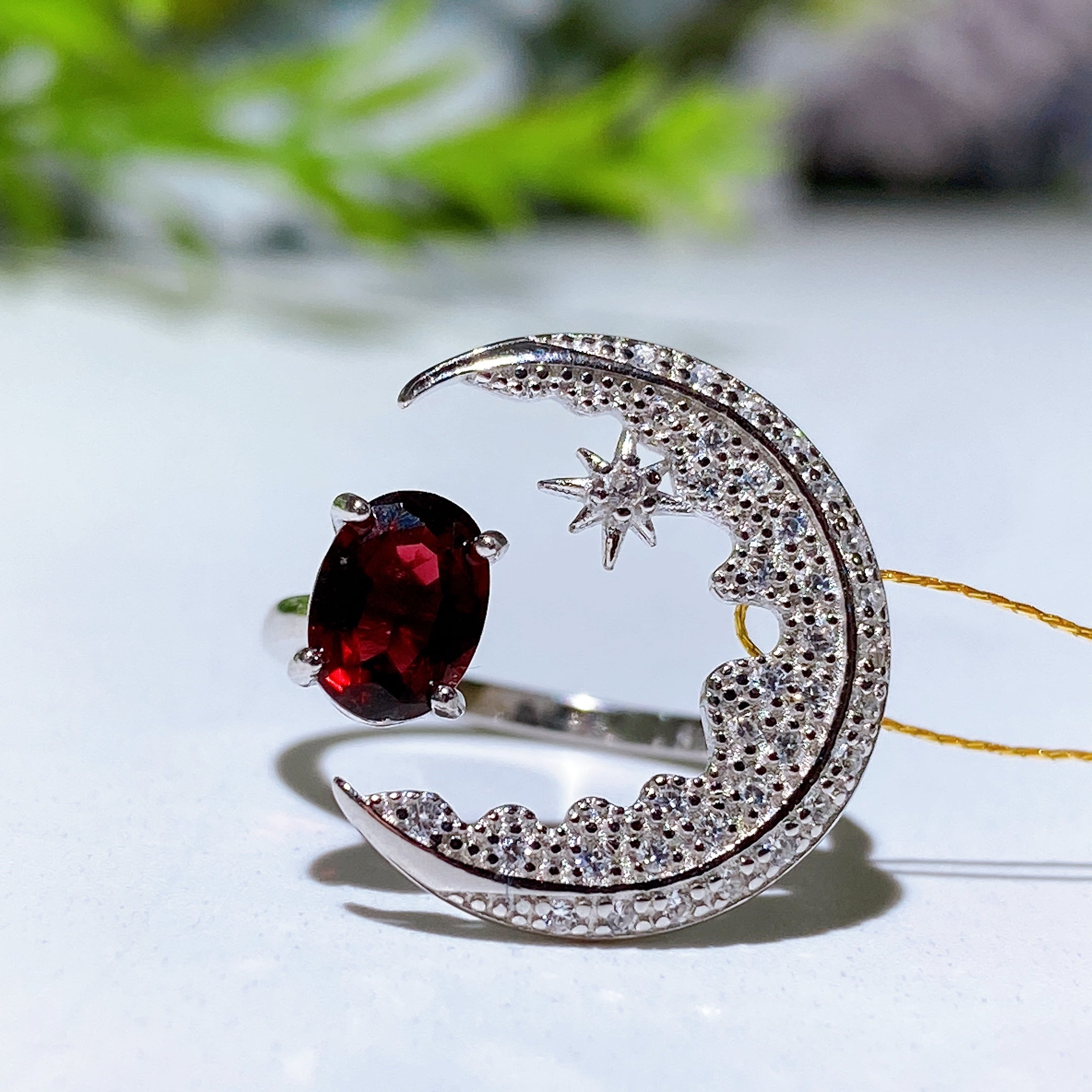 Adjustable Amethyst Crystal Healing Ring for Women