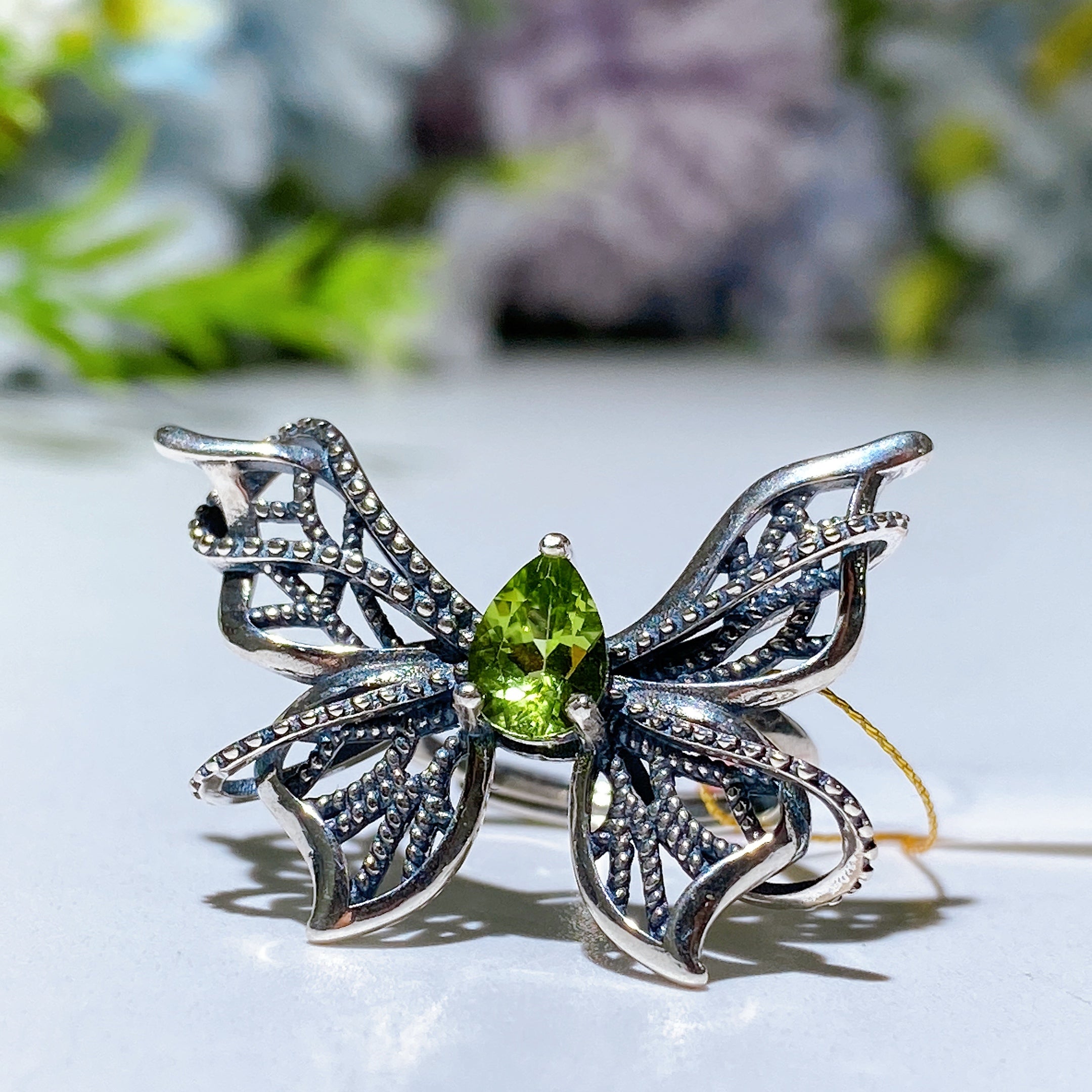 Adjustable Amethyst Crystal Healing Ring for Women