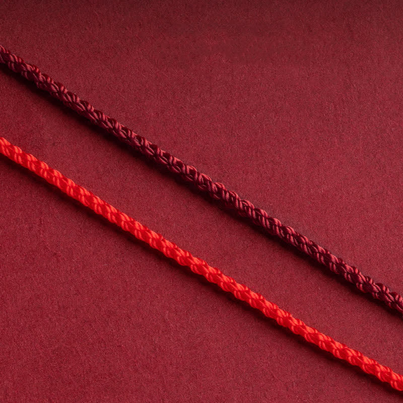 Adjustable Cinnabar Red String Bracelet Anklet with 14K Gold