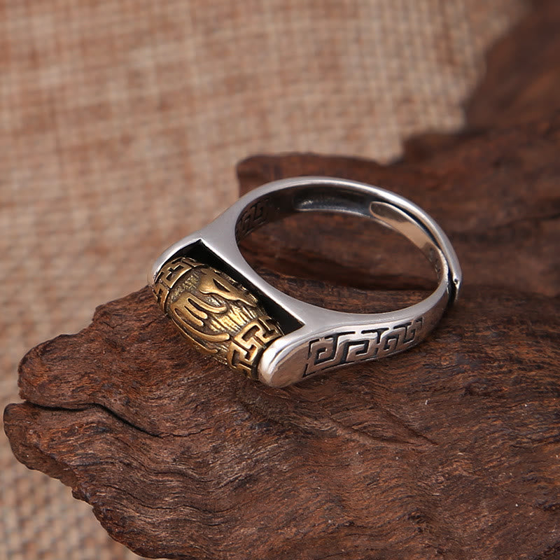 Adjustable Copper Om Mani Padme Hum Purity Rotatable Ring