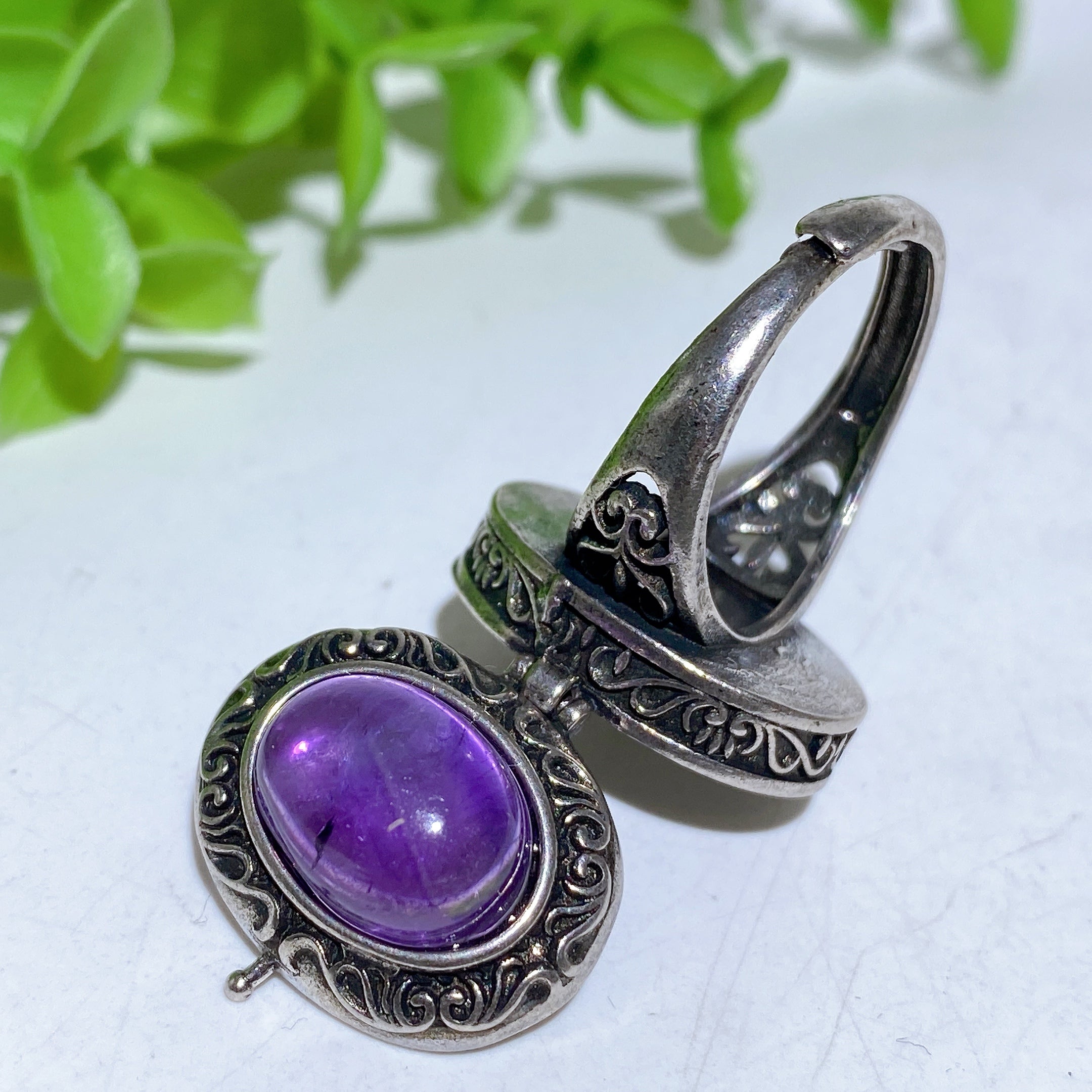 Adjustable Crystal Healing Ring With Genuine Gemstones