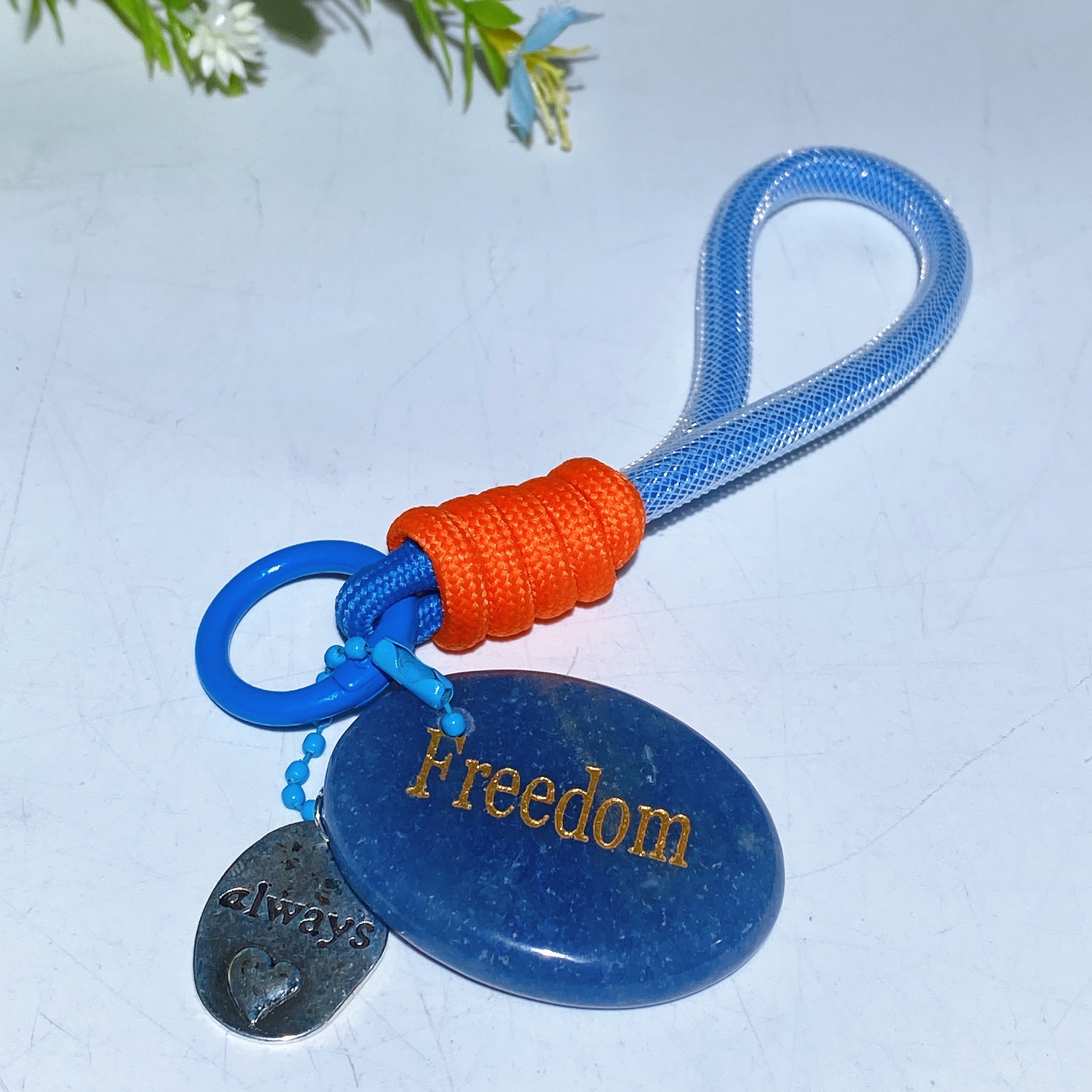 Adjustable Crystal Key Ring Set for Car Mirror Charm Collection