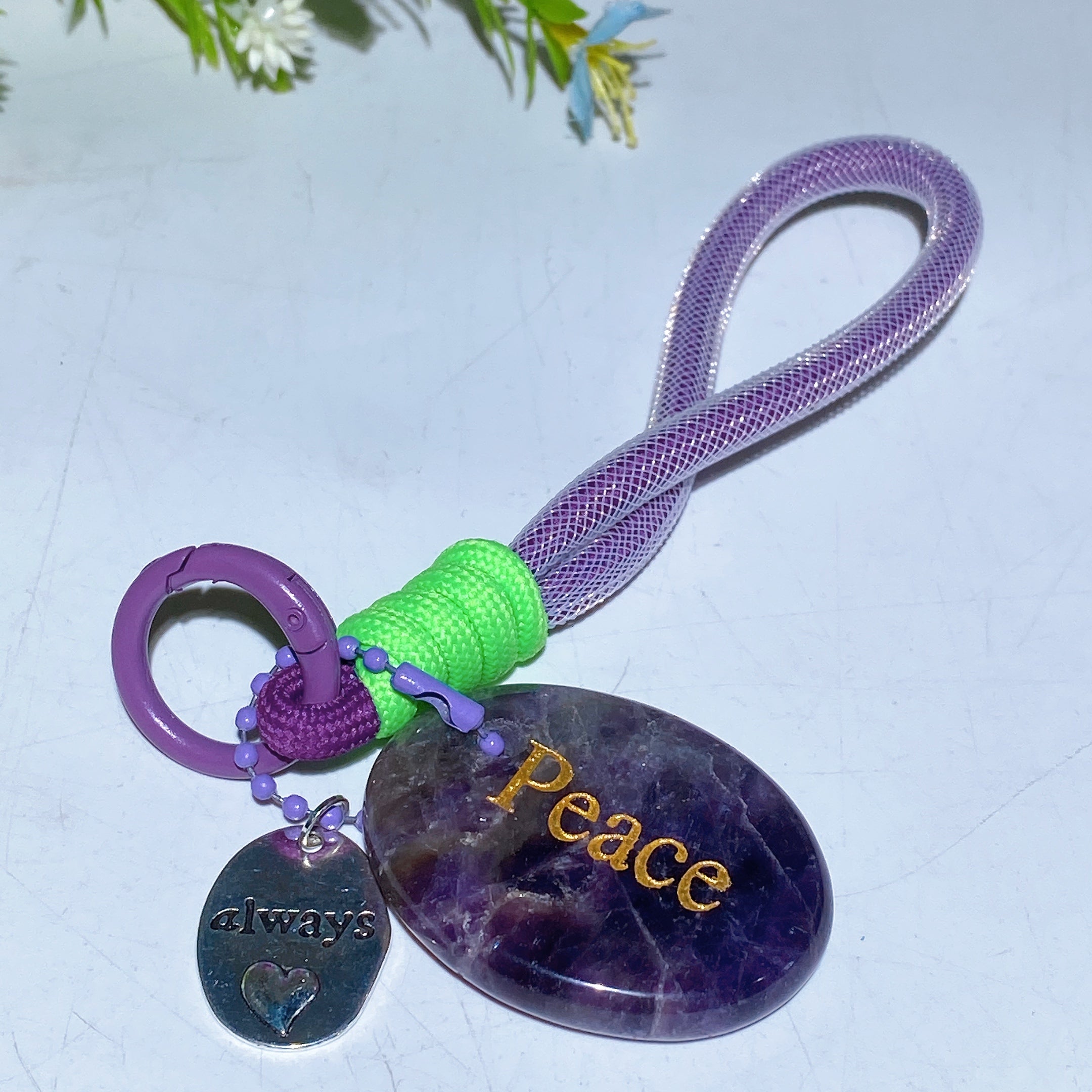 Adjustable Crystal Key Ring Set for Car Mirror Charm Collection