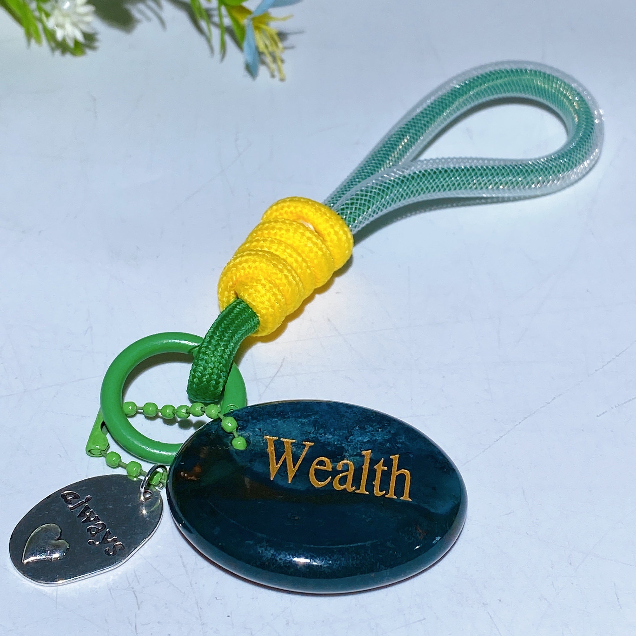 Adjustable Crystal Key Ring Set for Car Mirror Charm Collection