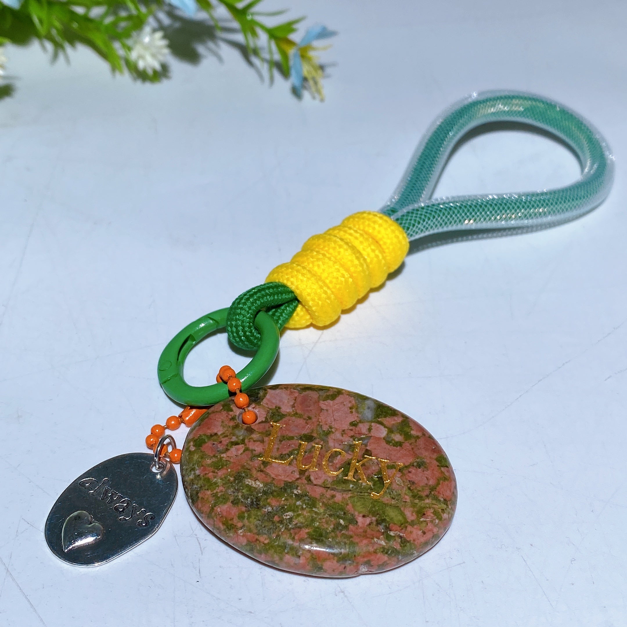 Adjustable Crystal Key Ring Set for Car Mirror Charm Collection