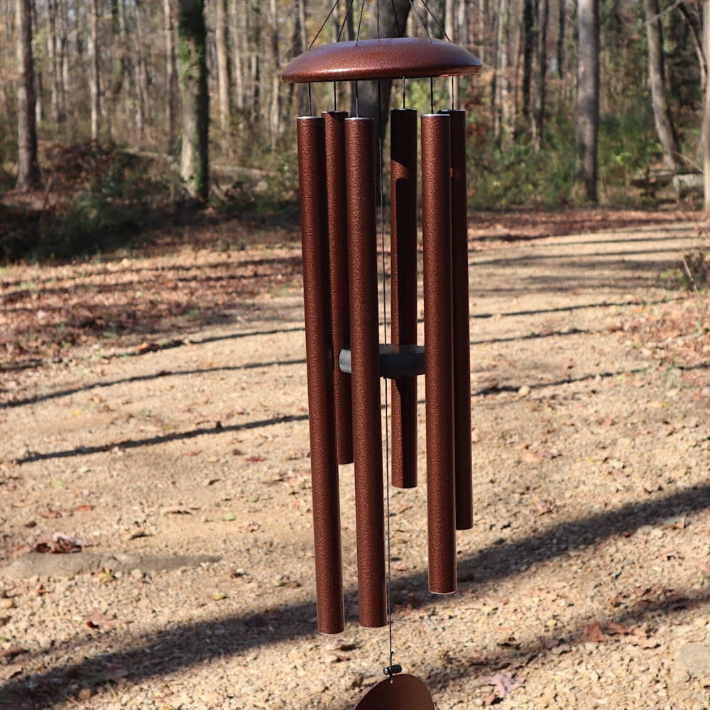 Adjustable E Major 36’’ Deep Tone Wind Chime with brown metal tubes and circular top