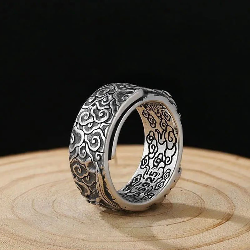 Adjustable Guan Gong Auspicious Clouds Wealth Ring in Copper