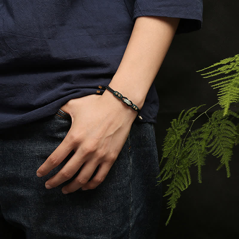 Adjustable Jade Bracelet with Peace Buckle for Abundance