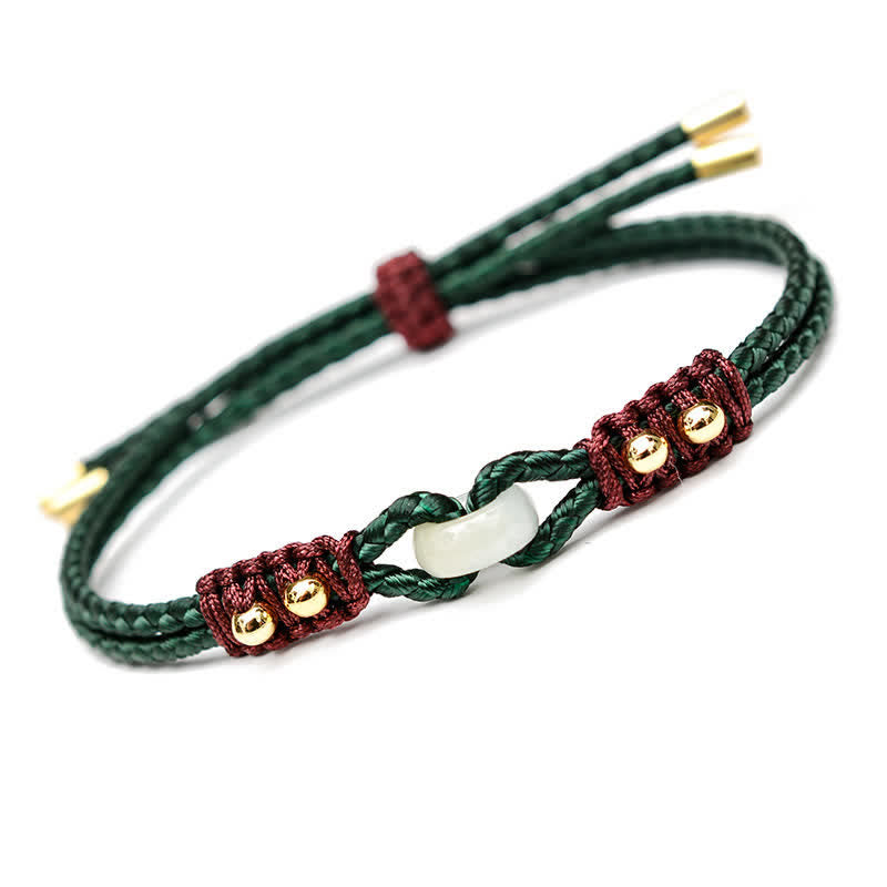 Adjustable Jade Bracelet with Peace Buckle for Abundance