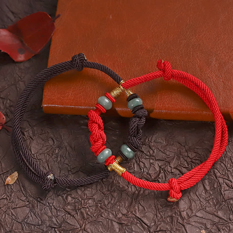 Adjustable Jade Luck Bracelet | Red String Fortune Knot