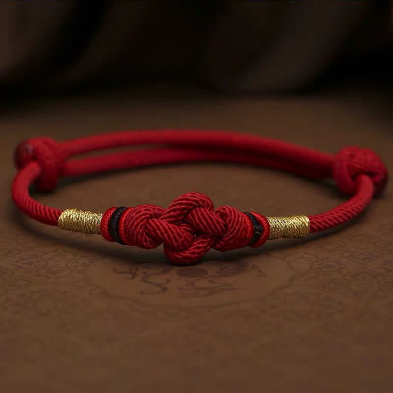 Adjustable Jade Luck Bracelet | Red String Fortune Knot
