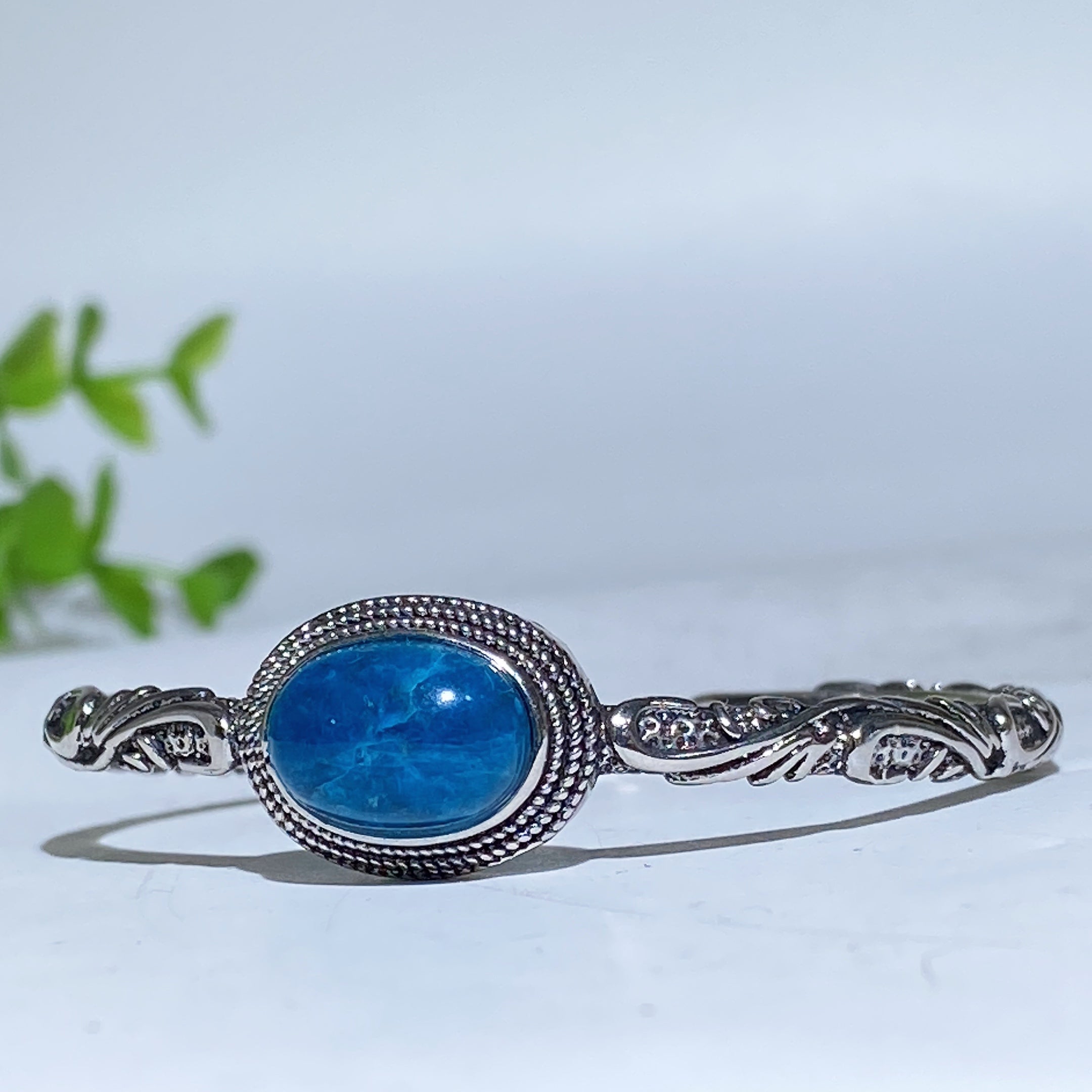Adjustable Labradorite Crystal Healing Bangle with Dragon Motif