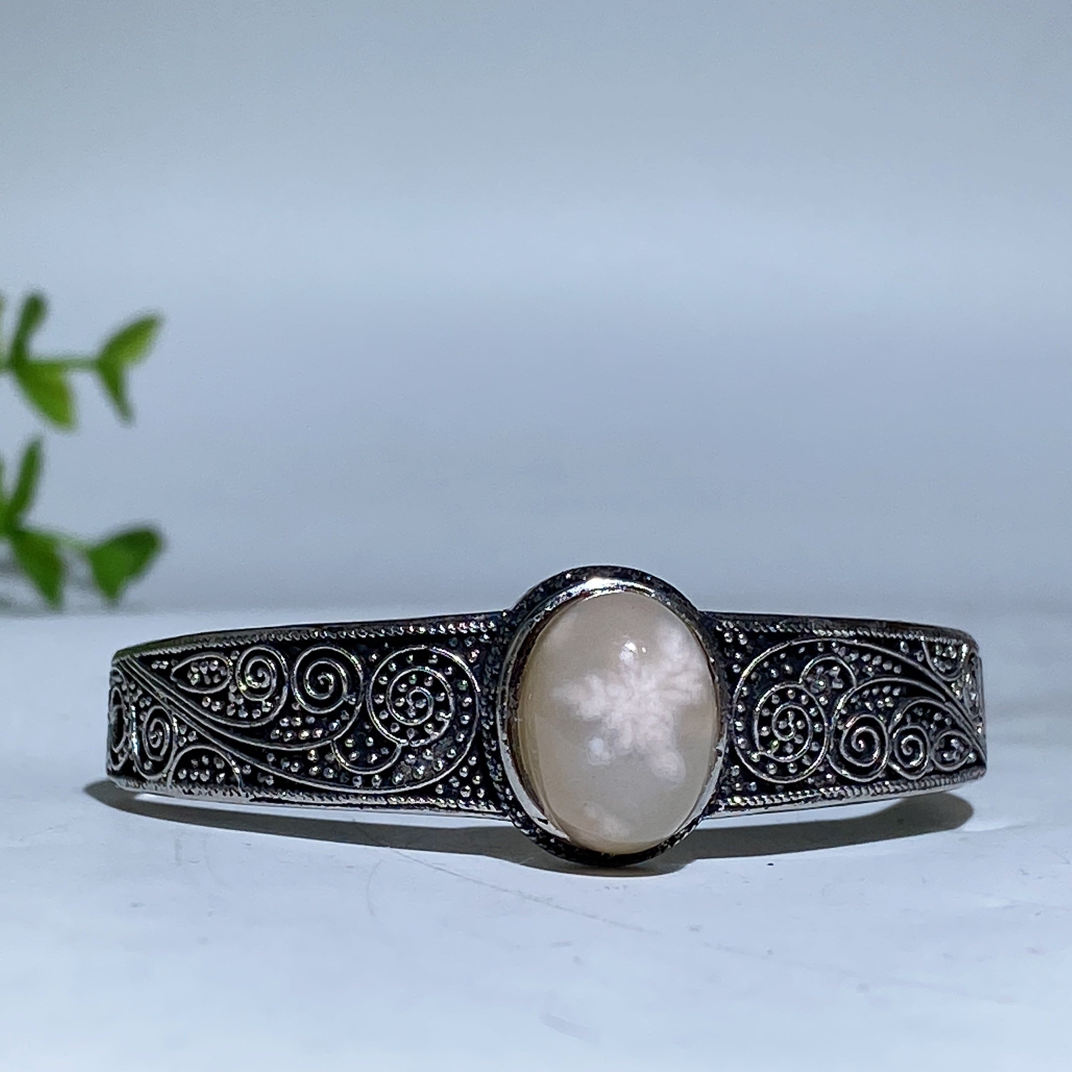 Adjustable Labradorite Crystal Healing Bangle with Dragon Motif