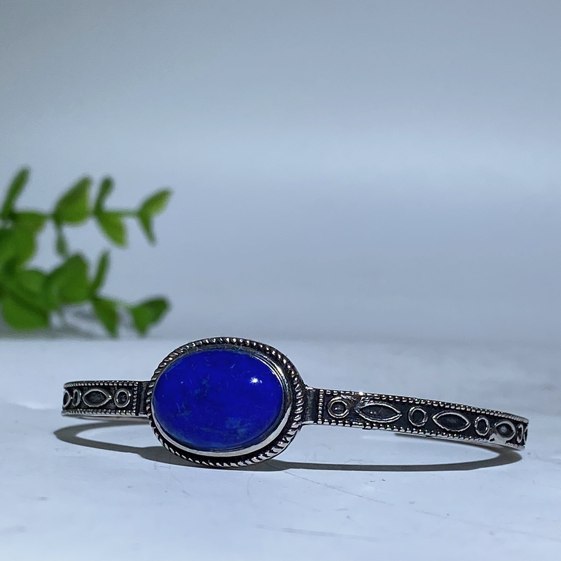 Adjustable Labradorite Crystal Healing Bangle with Dragon Motif