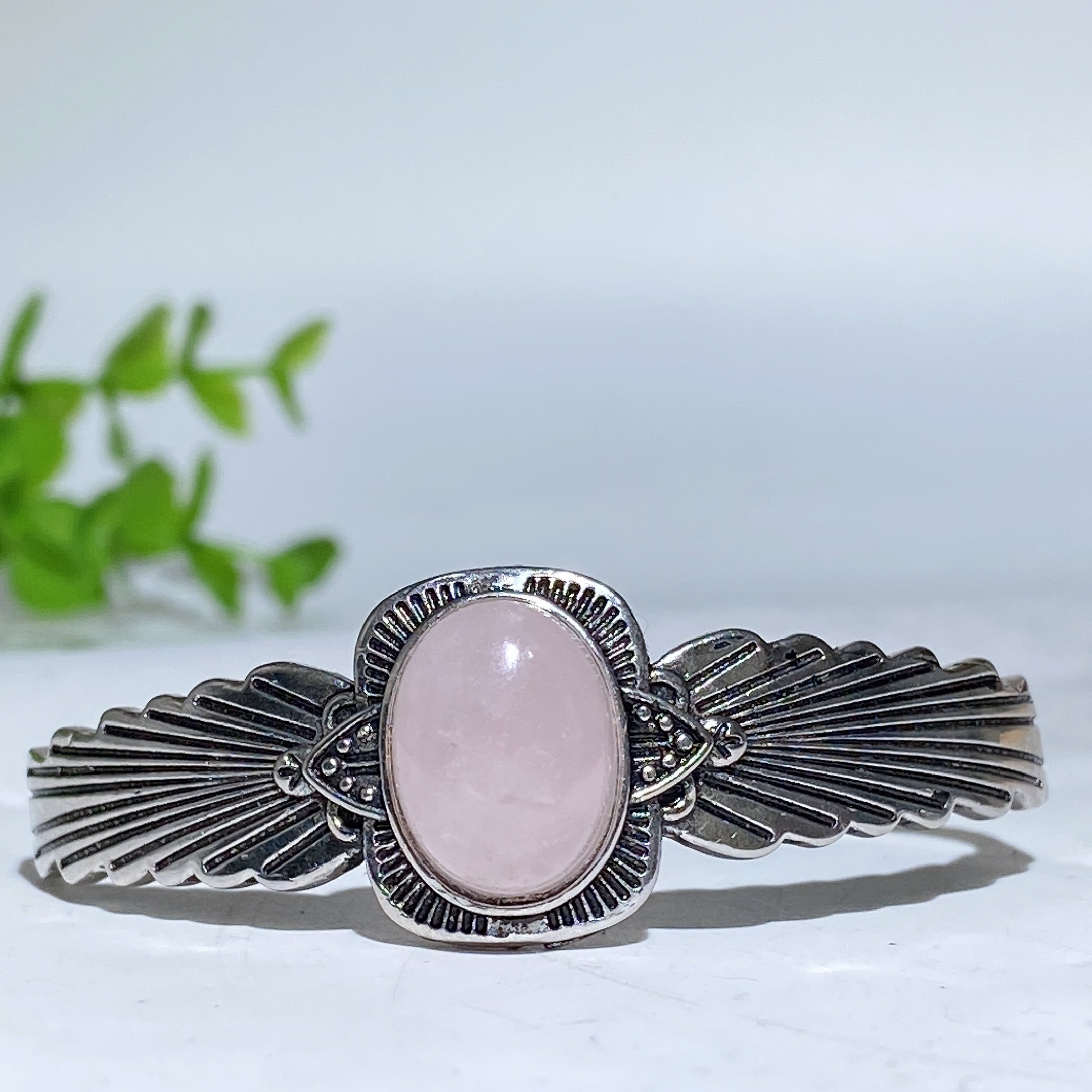 Adjustable Labradorite Crystal Healing Bangle with Dragon Motif