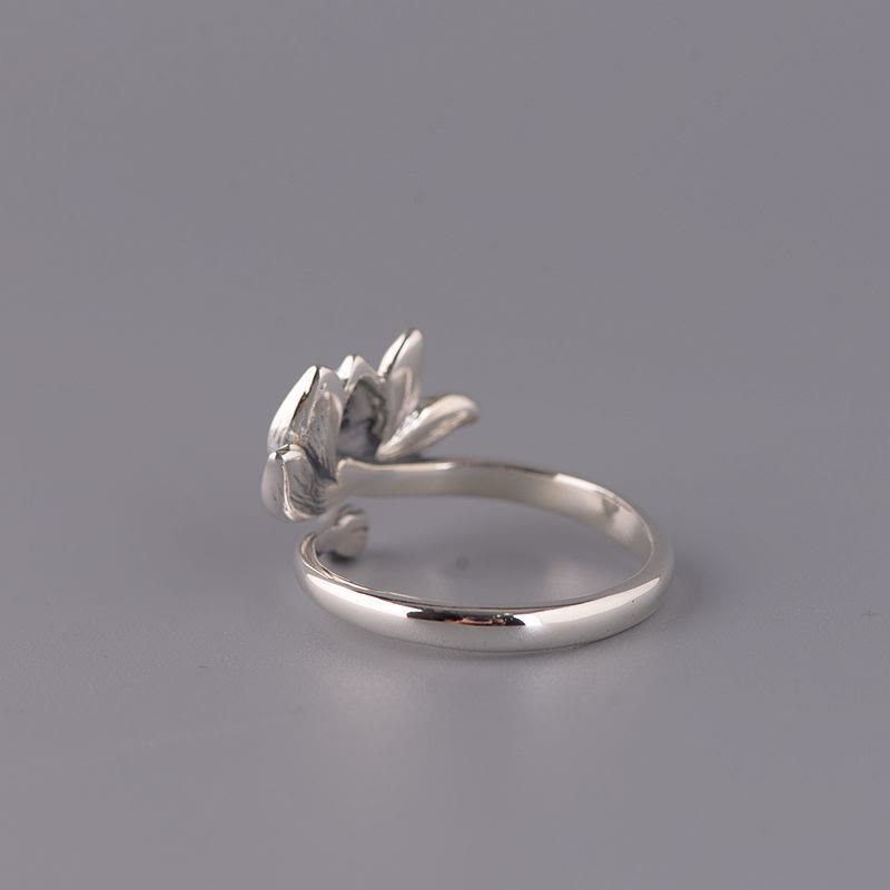 Adjustable Lotus Ring in 925 Sterling Silver for New Beginnings