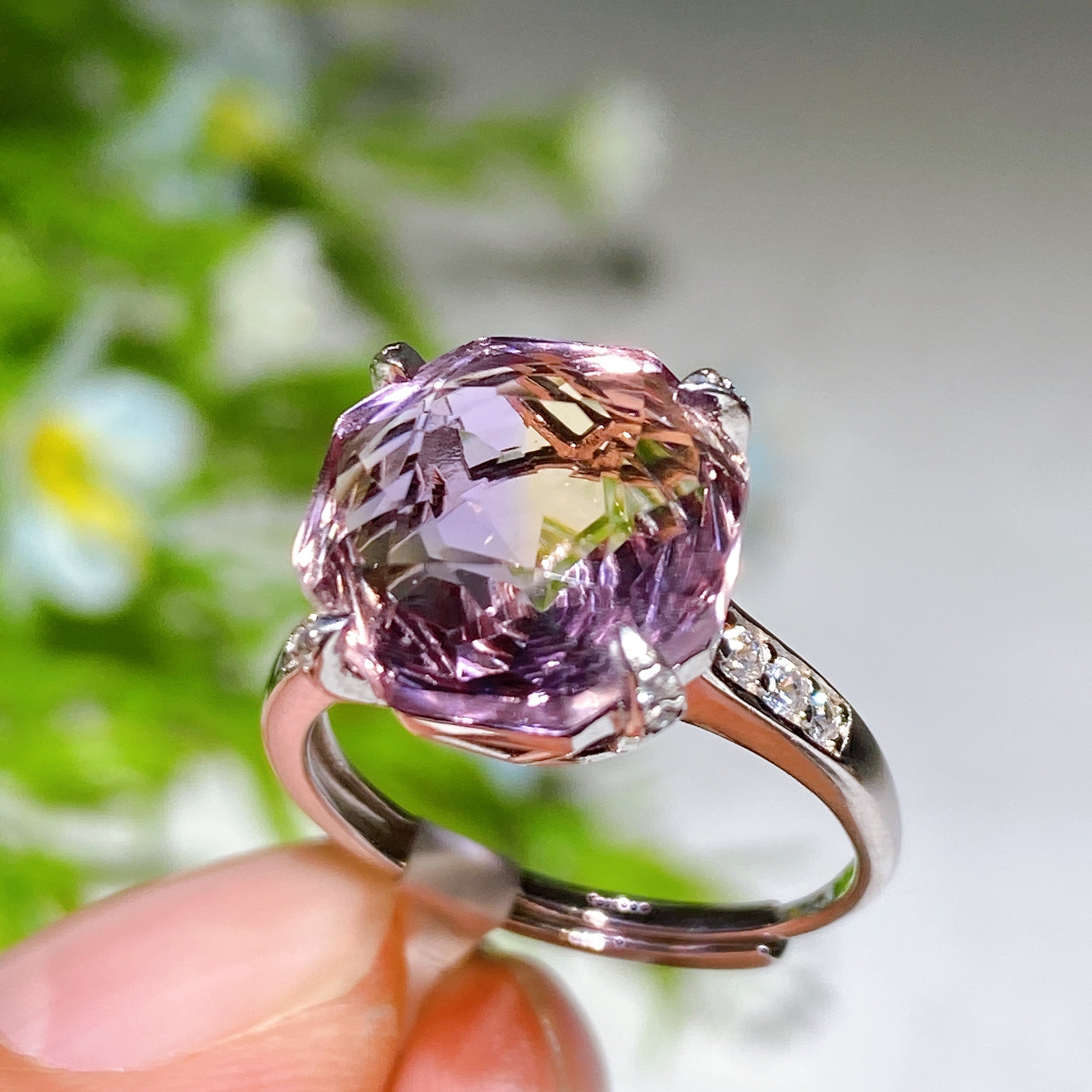 Adjustable S925 Crystal Healing Ring with Multi Gemstones